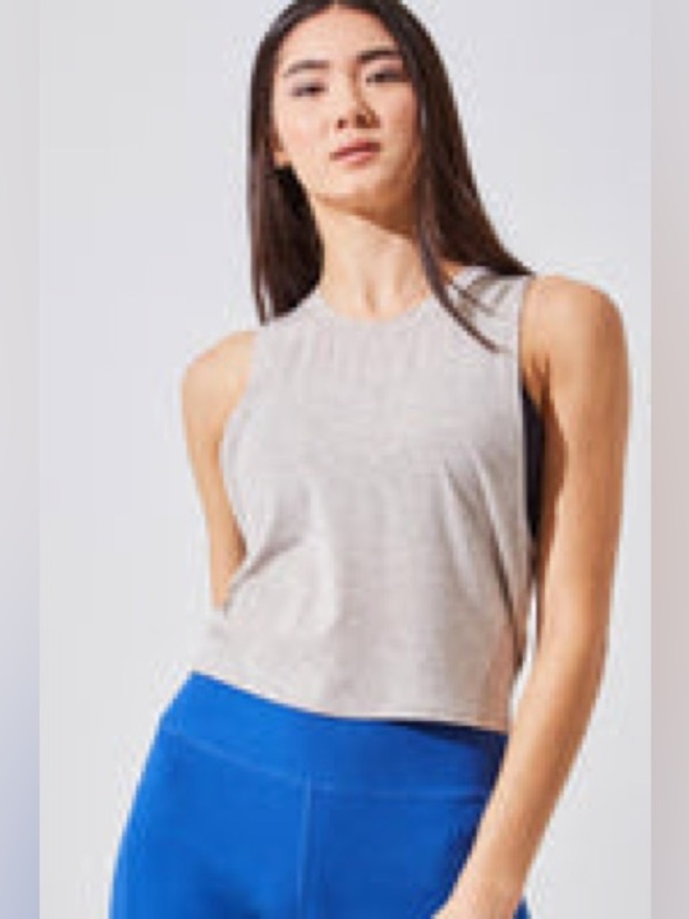 NWOT! MPG ACTIVEWEAR Natural MODAL CROPPED TANK TOP OATMEAL Size Medium